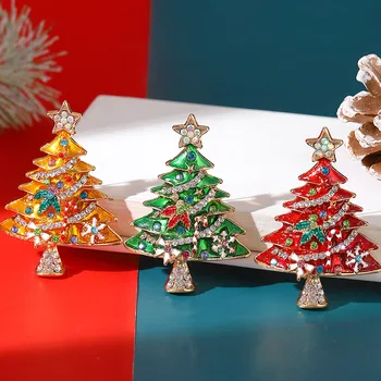 Хрустальные броши в виде Рождественской елки для женщин и мужчин, модные подарки с красочной эмалью на растениях, вечерние Офисные броши, булавки, подарки