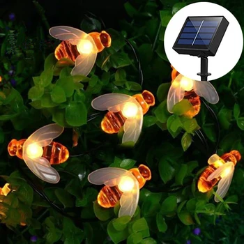 Наружный солнечный гирляндный светильник Bee 5 м 20LED садовый светильник 8 режимов Сказочные гирлянды водонепроницаемые для украшения забора во дворе и свадьбы