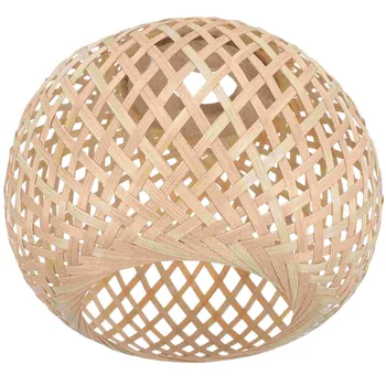 Тканый бамбуковый абажур Защита клетки для лампочки Корзина из ротанга Люстра Абажур Световая крышка