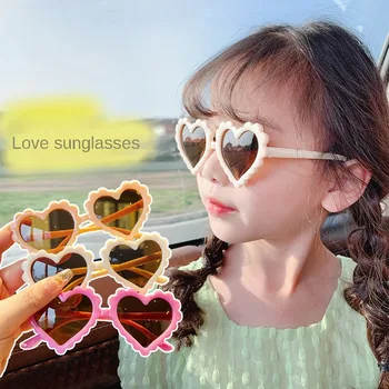Новые детские солнцезащитные очки Детские поляризованные солнцезащитные очки LOVE Heart Очки для мальчиков и девочек Детская силиконовая защитная оправа для очков