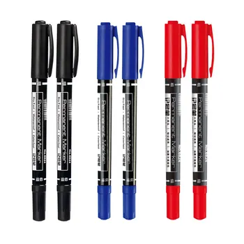 Перманентный маркер Черный синий красный Водостойкие масляные чернила, ручки с двумя наконечниками, быстросохнущие канцелярские принадлежности для офиса и школы