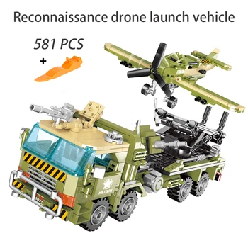Военные армейские грузовые строительные игрушки для мальчиков 581 шт. Строительные блоки для ракеты-носителя дрона MOC, военные высокотехнологичные кирпичи, игрушки, подарки