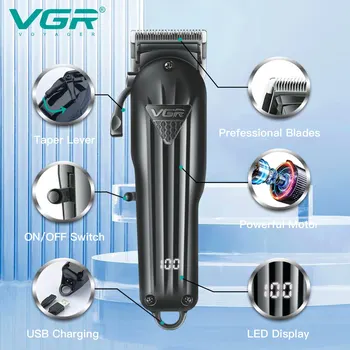Машинка для стрижки волос VGR, Профессиональная машинка для стрижки волос, Триммер для волос, Электробритва, Регулируемый беспроводной Триммер для мужчин USB V-282 Машинка для стрижки волос VGR, Профессиональная машинка для стрижки волос, Триммер для волос, Электробритва, Регулируемый беспроводной Триммер для мужчин USB V-282 1