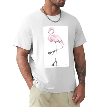футболка с фламинго на шпильках, винтажная одежда, милые топы, футболки для мужчин, хлопок
