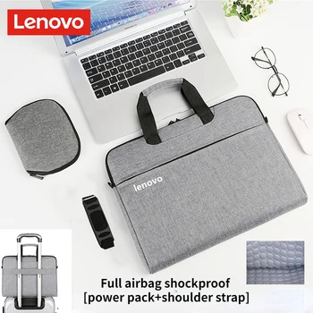 Офисная сумка для ноутбука Lenovo на одно плечо 14,15,16 дюйма, портативная, устойчивая к царапинам, Брызгозащищенная, вентиляционная, Серая Тканевая Мужская сумка