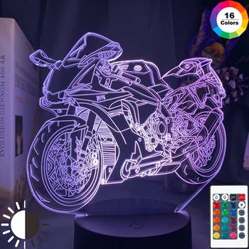 Крутой светодиодный ночник на мотоцикле для декора детской спальни Уникальный подарок на день рождения для детской комнаты для учебы Настольная 3D лампа Мотоцикл