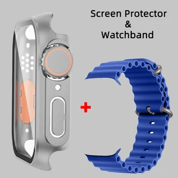 Замена на Ultra Glass + ремешок для Apple Watch серии 8 7 45 мм 41 мм Для Iwatch 6 5 4 se 44 мм 40 мм на Ultra Screen Protector