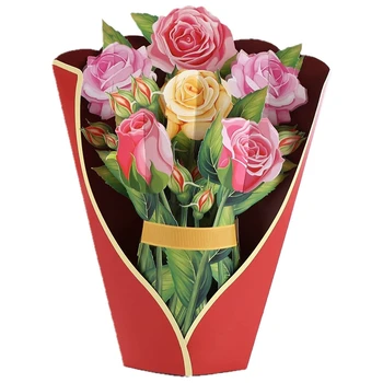 Бумажные всплывающие открытки, букет роз, 3D всплывающие поздравительные открытки для мамы, поздравительные открытки ко Дню матери на все случаи жизни